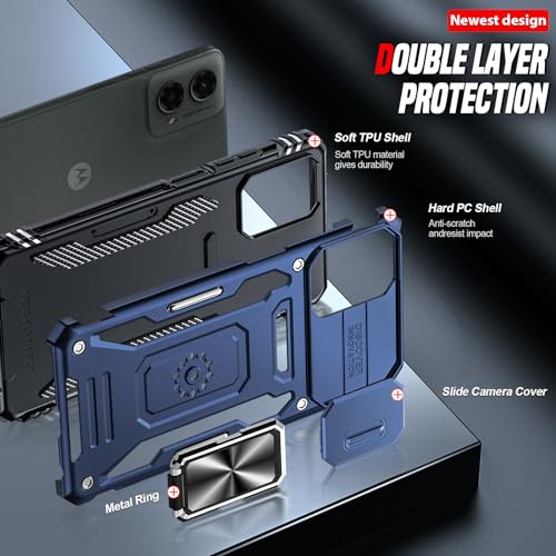 LeYi for Motorola Moto G-5G-2024 Case: Moto G 2024 Case with Slide Camera Cover, [Military-Grade] Shockproof Protection Moto G 2024 Phone case, Magnetic Stand Funda para Moto G5G 2024, Navy Blue - image 2