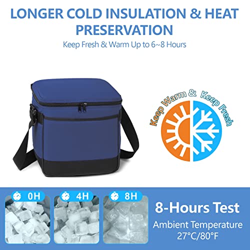 Airbuyw Lunch Bag, 12 Can/Pack Nylon Insulated Reusable Lunch Cooler Bag Peva Water-Resistant Lining For Women Men Adult Work School Navy #TOP3