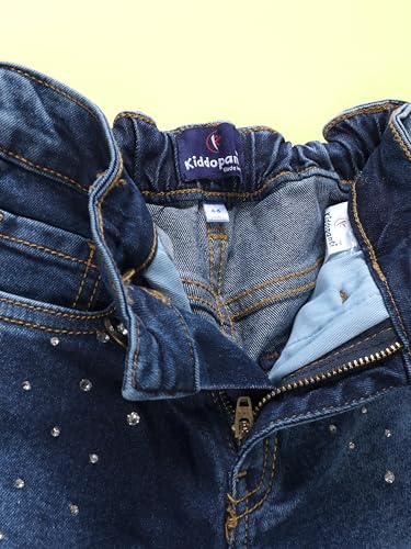 Image of KiddoPanti Girls Solid Waist Elasticated Straight Fit Jeans