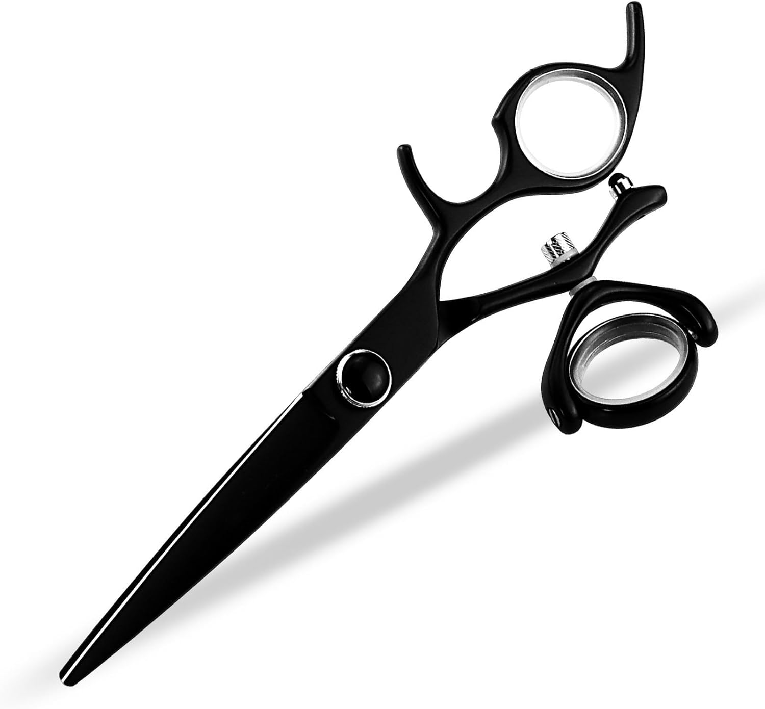5.5 Inch Swivel Thumb Hair Cutting Shears - Black JP 440C Scissors with 360 Degree Rotation for Hairdressers