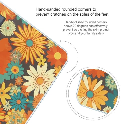 Báscula digital para baño con patrón floral y vidrio templado miniatura 4