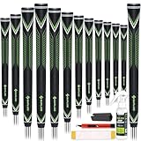 SAPLIZE High-performance Rubber Golf Grips 13 Pack, High Shock Absorption, Non-slip, Choose from 13 Grips with 15 Tapes or Full Regripping Kit, Std/Mid/Jumbo, CC10 Series, Midsize, Green