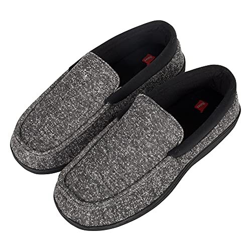 Hanes Mens Slippers House Shoes Moccasin Comfort Memory Foam Indoor Outdoor Fresh Iq,Black,Small #TOP4