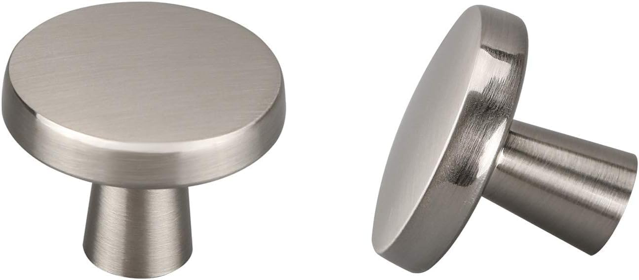 2 Pack Brushed Nickel Cupboard Door Knobs Silver Drawer Knobs Kitchen Knobs Round Knobs for Kitchen Cabinets