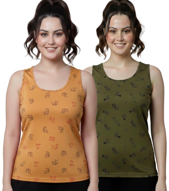 diaz Women Printed Tank Top for Girls & Women | Sleeveless Casual Summer Top |Printed Tank Tee | Loose Fit Camisole Top for Regular Wear, Home Wear, Gym, Yoga & Travel=Pack of 2-picture-1