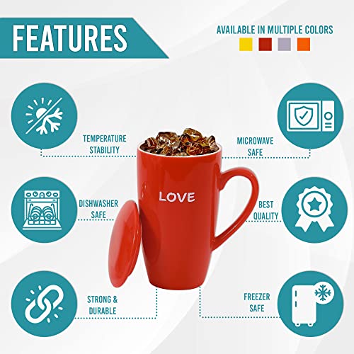 Uni-Thgt Mugs & Infuser 4-Pack | Large Mugs With Lids (16-Ounce) | Porcelain Tea Mug With Infuser | Microwavable Loose Leaf Tea Cup Hot & Cold | Best Coffee Mugs For Office, Home, & Gift #TOP6