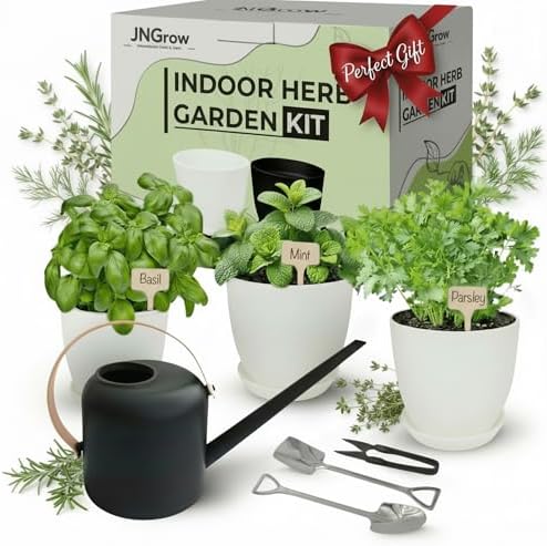 Indoor Garden Kit - Plant Pots with Drainage, Watering Can & Tool...