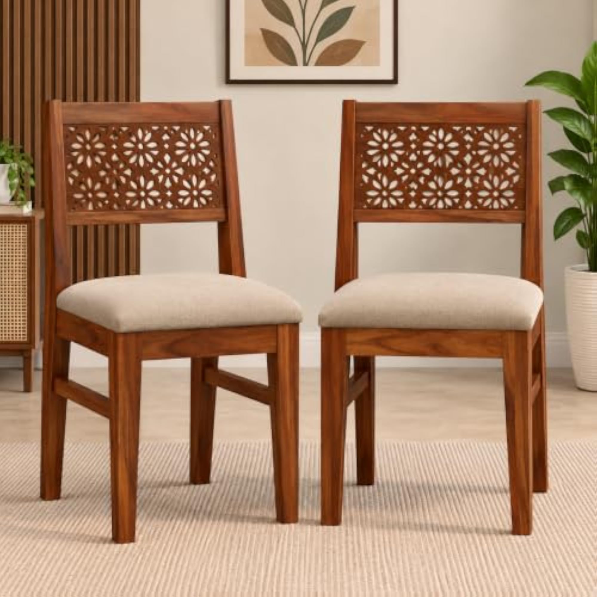 Durable Sheesham Wooden Dining Chairs Set of 2