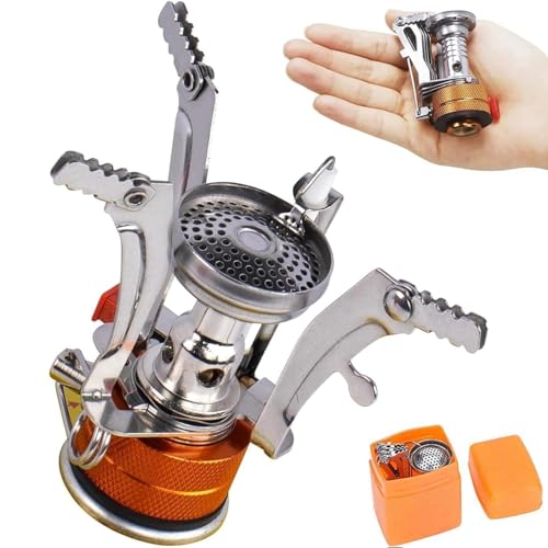 Alriedy Mini réchaud à gaz de camping compact et ultra léger avec allumage piézoélectrique 3000 W, réchaud à gaz pliable, idéal pour les voyages, les...
