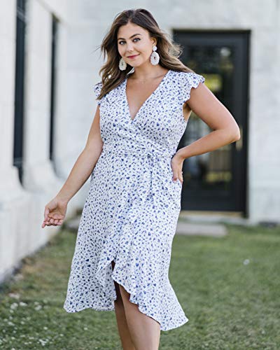 blue print midi dress