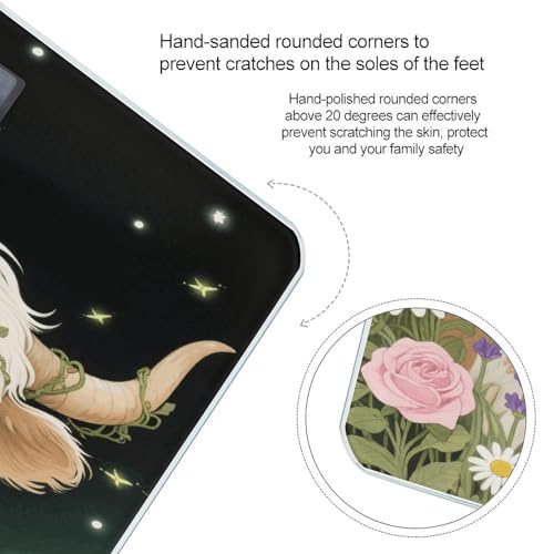 Báscula digital para baño con diseño floral y vidrio templado miniatura 4