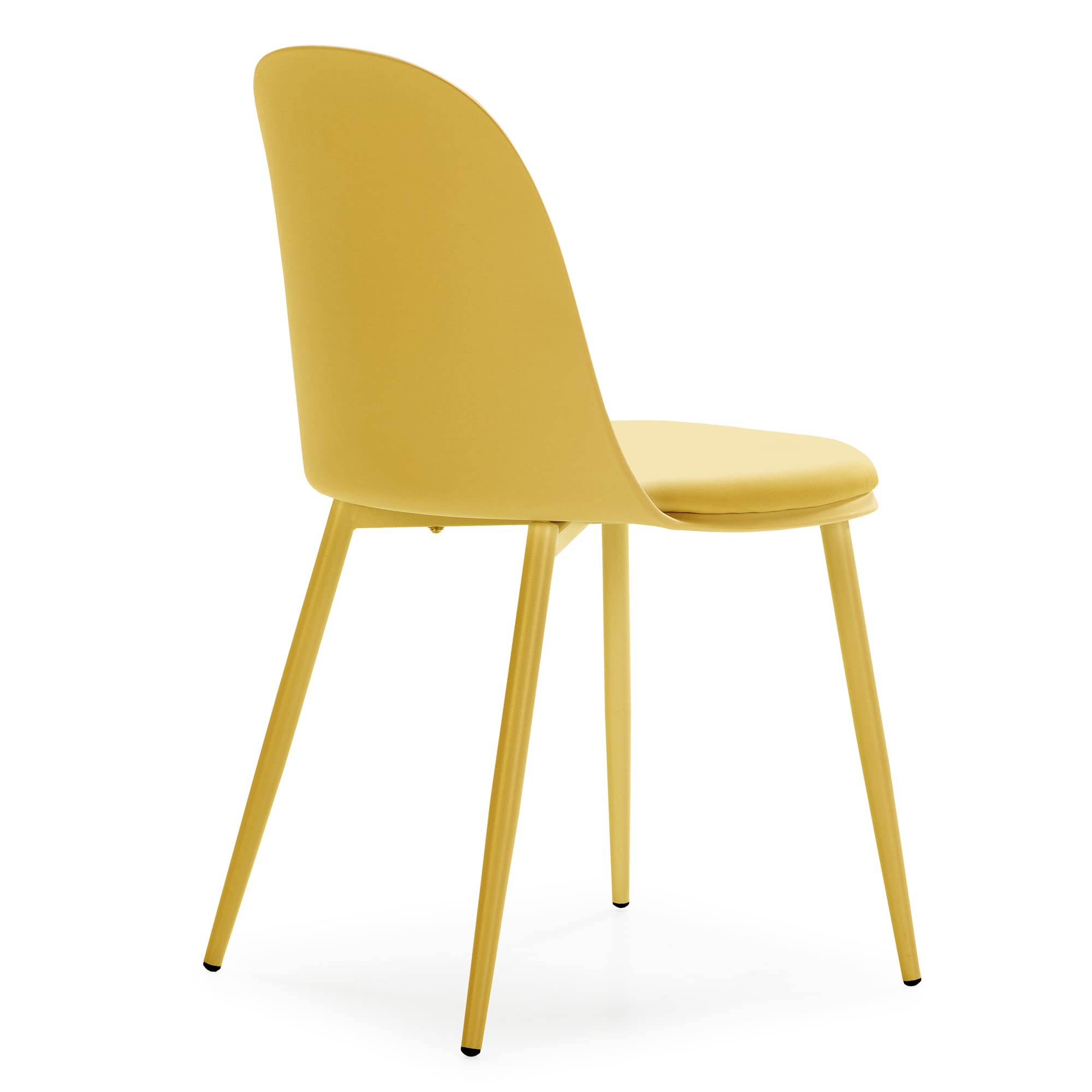 HOMN LIVING Set mit 4 Esszimmerstühlen Kana Senf, Metallbeine und gepolsterter Sitz, 45 cm (Breite) 51,5 cm (Tiefe) 83 cm (Höhe)