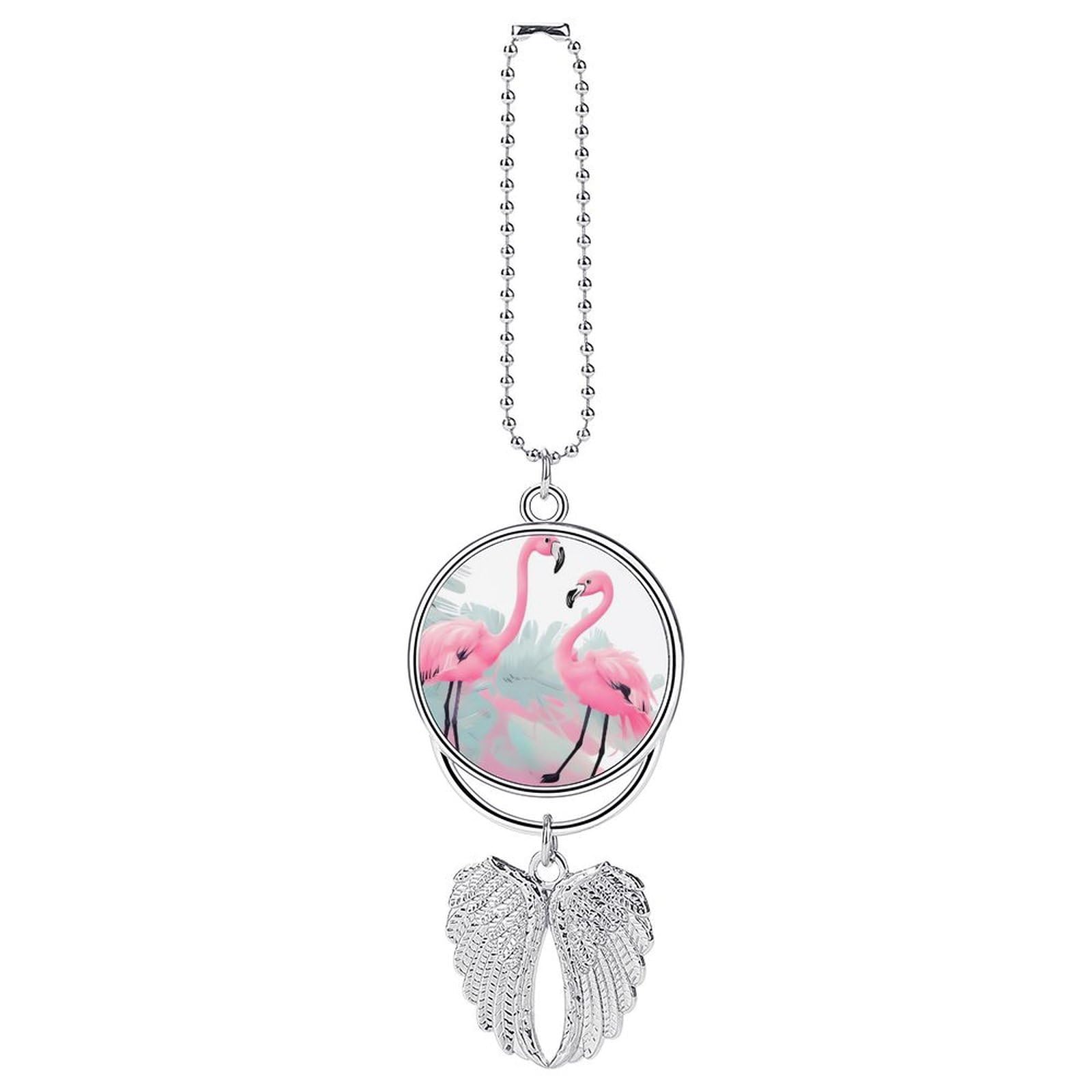 Love Flamingo Car Charm Alloy Car Rear View Mirrors Hanging Ornaments Stylish Car Pendant Funny Auto Hanging Accessories Car Hanging Ornaments Gift for Women Men