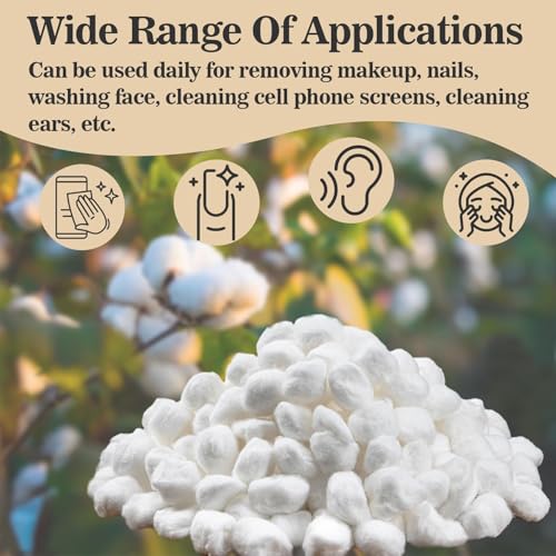 Sukh 250PCS Cotton Balls - Cotton Ball Absorbent Bulk for Face Small White Pure Cotton for Nail Polish Remover Mini Makeup Remover Real Soft for Facial Ears