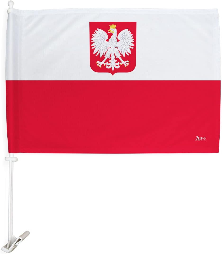 World Cup 2022 Poland Car Flag Pack American Bandera Para Carros Auto Decorations Small Banner For Window Decor Pole Accessories Clip FIFA Sports Fans Outdoor Football Soccer Polish Gifts Made In USA