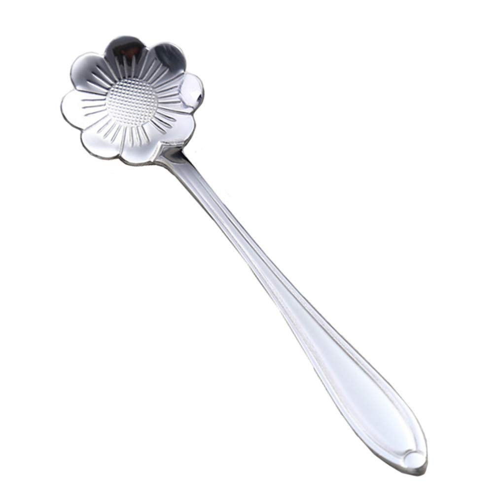 rongwen1 Pcs Silver Cosmos Flower Coffee Spoons Calliopsis Afternoon Tea Spoon Stainless Steel Tableware Dessert Sugar Spoon Stirring Spoon by SamGreatWorld