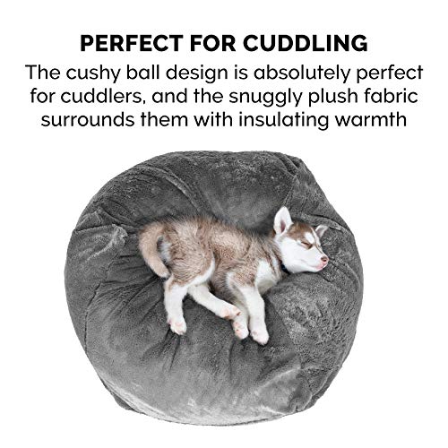 Furhaven Xl Dog Bed Plush Faux Fur Beanbag-Style Ball Nest W/ Removable Washable Cover - Gray Mist, Jumbo #TOP7