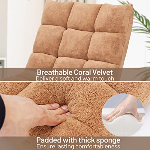 Costway Floor Chair, Video Gaming Chairs With Back Support, Adjustable 14-Position, Alloy Steel Frame, Soft Coral Fleece, Lazy Sofa Lounge For Reading Living Room Recliner For Adults Kids, Beige #TOP6