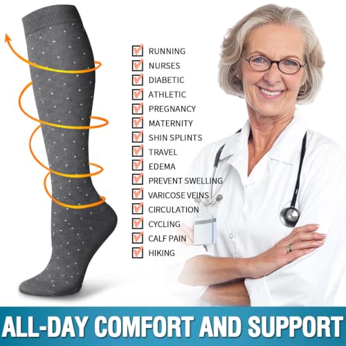 Image of 6 Pack Copper Compression Socks for Women and Men Circulation-Best Support for Medical,Running,Nursing,Athletic