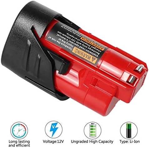 Geelink 2 Pack 12V Replacement Milwaukee 12v Battery 3.0Ah for Milwaukee M12B2 M12 Xc 48-11-2430 48-11-2420 48-11-2411 48-11-2401 48-11-2402 12 Volt M12 Cordless Tools Batteries