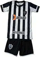 Conjunto Infantil do atletico mineiro Camisa e Bermuda Uniforme de Futebol Esportivo
