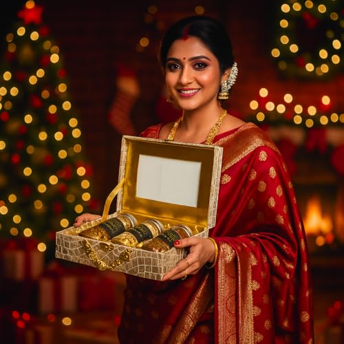 Image of Purevida Premium Dry Fruits Gift Box | Festive Pack of 6 Jars (Almonds, Cashews, Raisins) | 100% Natural, No Preservatives | Luxury Christmas & New Year Hamper | Corporate & Festive Gifting (300g)