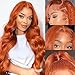 Frozen beauty 13x6 Lace Front Wigs,Glueless Synthetic HD Transparent Lace,200% Density Body Wave with Baby Hair,Pre-Plucked Frontal Wigs for Women 30 Inch,Natural Hairline (Auburn-Body Wave)