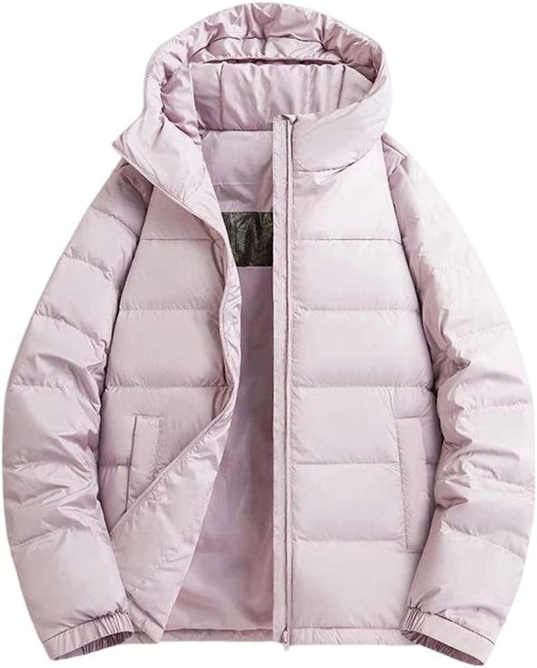 Men's Hooded Long Sleeve Down Jacket Breathable Warm White Duck Down Coat
