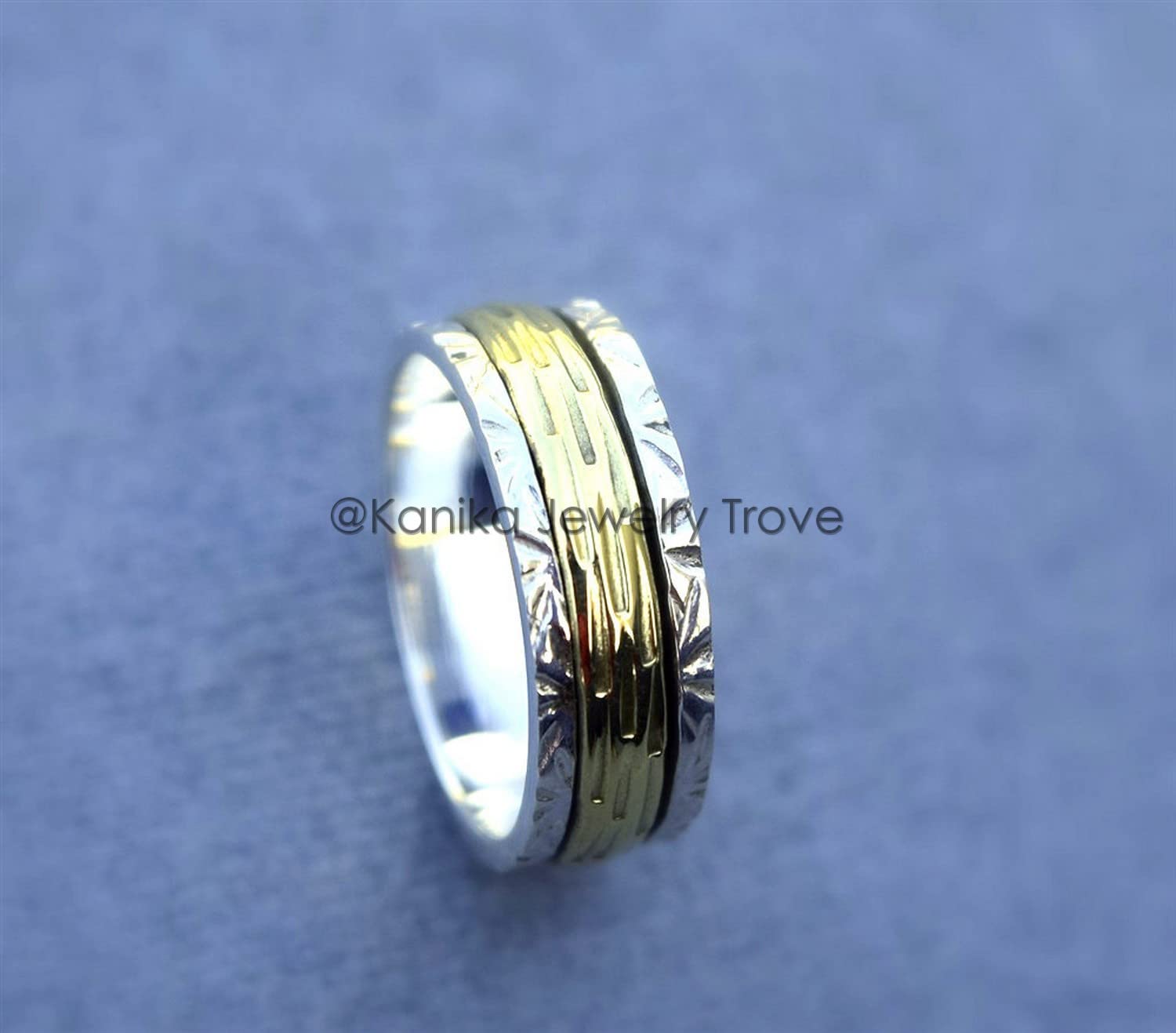 Angst Ring für Meditaion, 925 Sterling Silber Spinning Band Ringe für Damen, Geschenkring zum Muttertag Größe 7