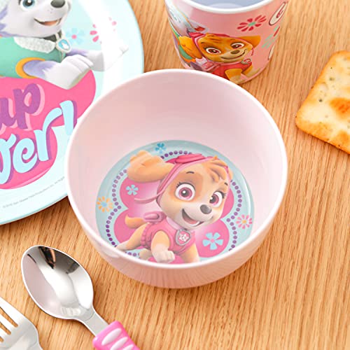 Image of zak! PAW Patrol Skye - 5-Piece Dinnerware Set - Durable Plastic & Stainless Steel - Includes Tumbler, 8-Inch Plate, 6-Inch Bowl, Fork & Spoon - Suitable for Kids Ages 3+