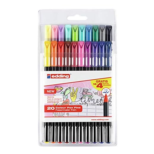 Edding - E1200-20-Bts Pack con 16+4 Rotuladores, 1200, Colores 1-12, 14, 17, 19, 20, 58, 83, 87, 88