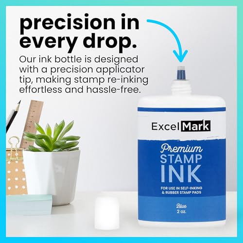 Self Inking Stamp Refill Ink - 2 oz. - Blue Ink - Thumbnail 2