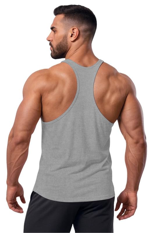 Men's Cotton Printed Sleeveless Racer Back Sports Gym Boxing Workout Activewear Bodybulding Quick Dry Fit Gym Vest Tank Top VB13-image-32