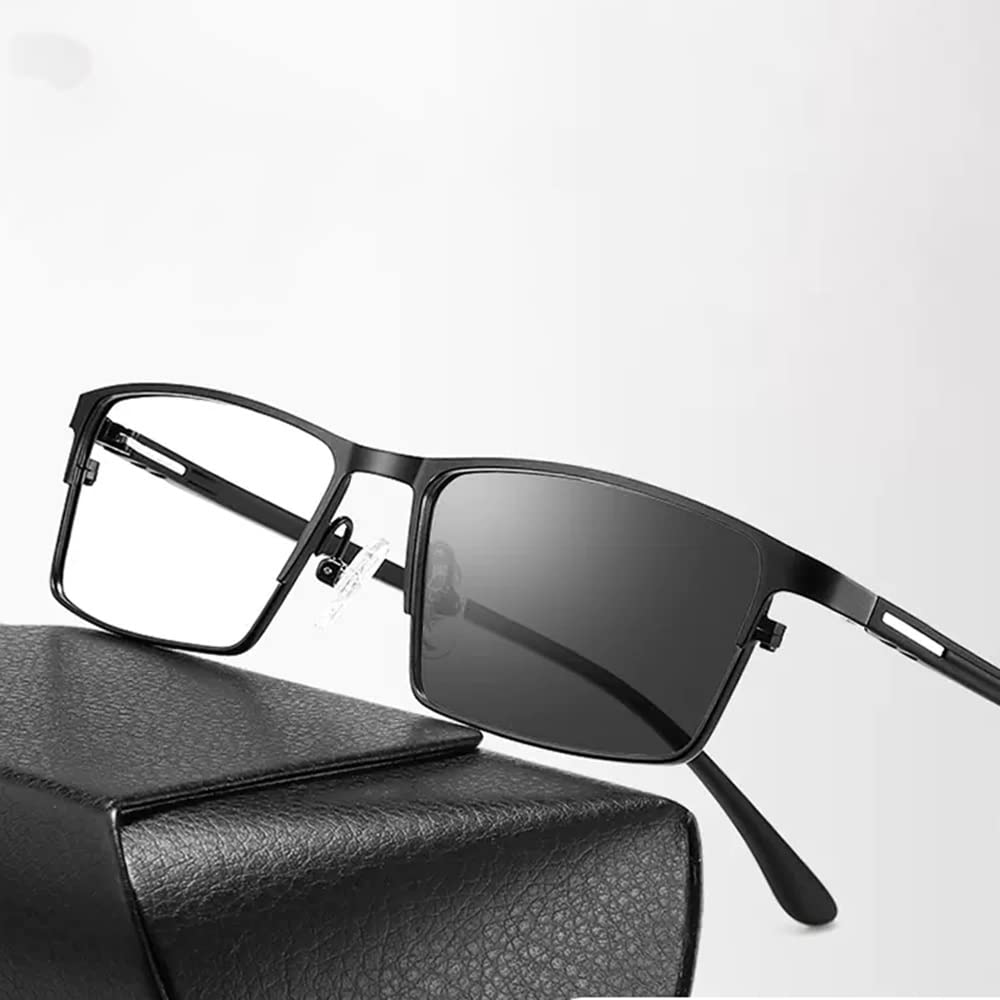 Gafas De Lectura Bifocales con Protección UV para Hombres Lectores Gafas De Sol Multifocal Gafas Ópticas Presbicia Vista Cansada (Color : Black, Size : +1.50)