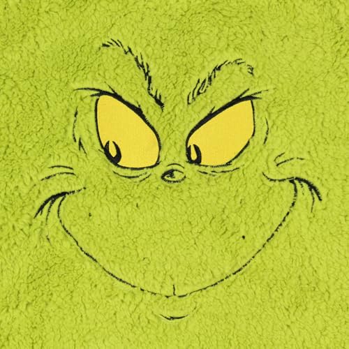Dr. Seuss How The Grinch Stole Christmas bordado rosto adulto manga longa camisa de dormir de lã gra