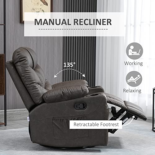image for HOMCOM Manual Recliner Chair, Overstuffed PU Leather Recliner Armchair