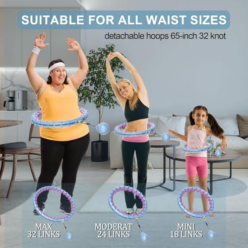 Woman exercising with silent weighted hula hoop