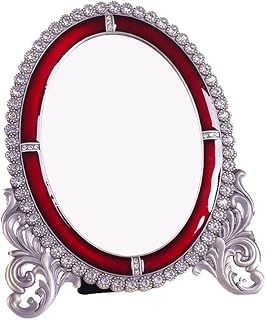 Espejos for Espejos de Maquillaje de Boda de Estilo Europeo, Espejos Rojos for Novia, Espejos Felices de Escritorio (Color : Blue,White, Size : 22.5 * 17.5cm)