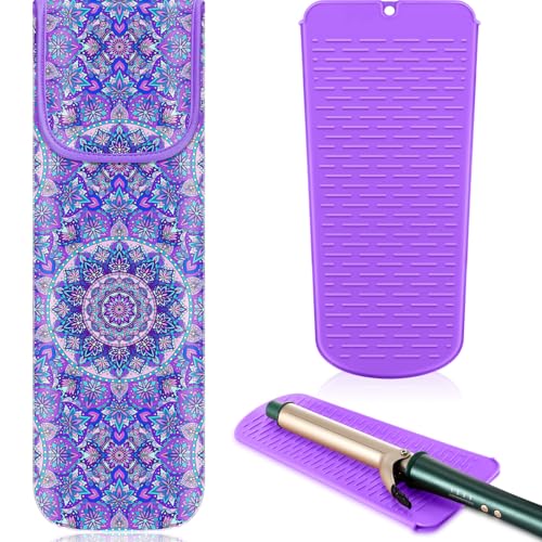 Shappy 2 Pieces Curling Iron Travel Case Cover Heat Resistant Flat Iron Holder Case Sleeve Neoprene...