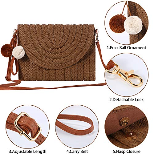 Image of Frienda Straw Purses for Women Straw Clutch Crossbody Bag Summer Beach Shoulder Bag Woven Envelope Wallet Handbags