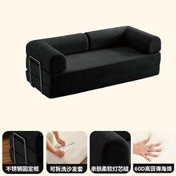 Compression Sofa Convertible Floor Bed Sleeper Loveseat Corduroy Mattress Fold Out Comfy Lounge for Living Room Multi-Functional Memory Foam with Armrest Portable Couch Small Spaces(Size:180cm/70inch,
