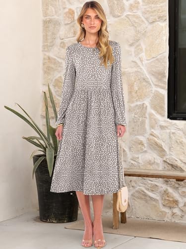 ANRABESS Women Long Sleeve Midi Dress Crewneck 2025 Fall Fashion Casual Flowy A-Line Long Dresses Vacation Outfit with Pocket3