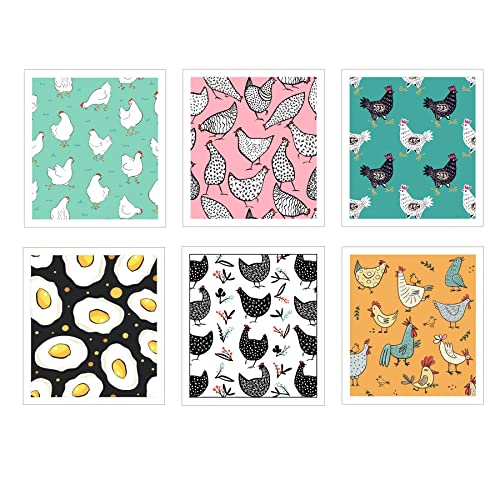 Cunhill 6 Pcs Chicken Kitchen Dish Cloth, Hand Towel, Reusable,