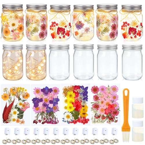 Kit DIY fleurs séchées et 12 pots Mason à offrir pour des ateliers créatifs faits main