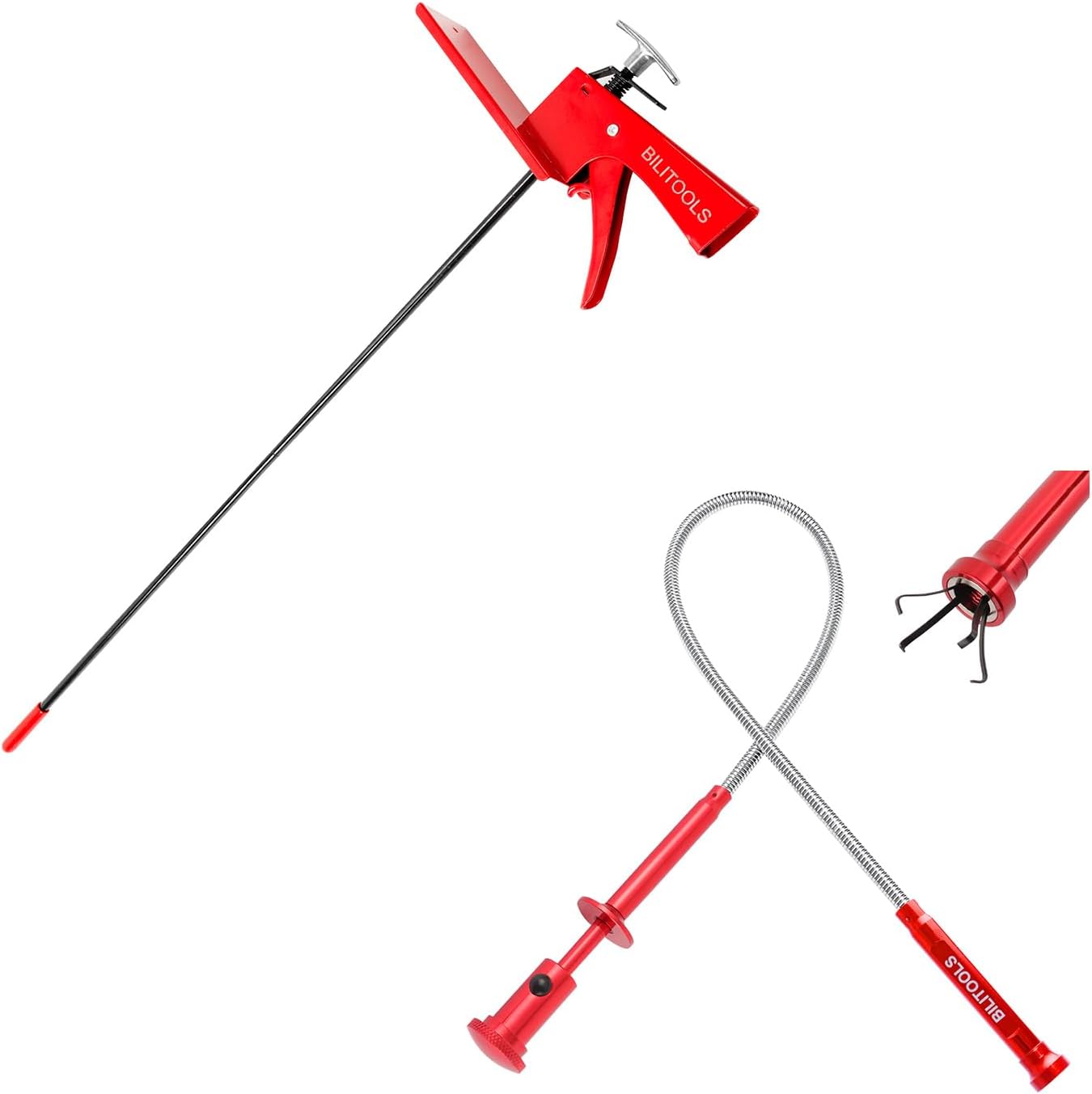 BILITOOLS 28 Inch Brake Pedal Depressor & Flexible Grabber Pickup Tool, 24.