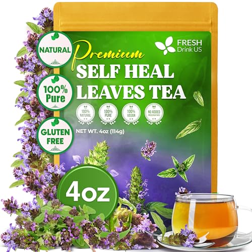 Image of FreshDrinkUS, Premium Self Heal Leaves Loose Leaf Tea - 4oz (113g) Cut & Dried Herbal Leaves | Naturally Aromatic | Caffeine-Free Herbal Infusion | 100% Natural Loose Leaves. Preservative-Free. Vegan