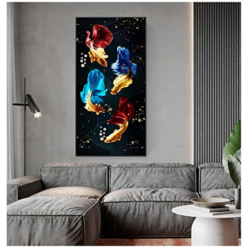 Peinture d'art mural pour salon : transformez vos murs vides avec la carpe koi Feng Shui