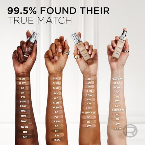 L'Oréal Paris Foundation for Face, Skincare Infused with Hyaluronic Acid, True Match Hydrating Liquid Foundation for All Skin Tones, SPF 16, 2N Vanilla,30 ml