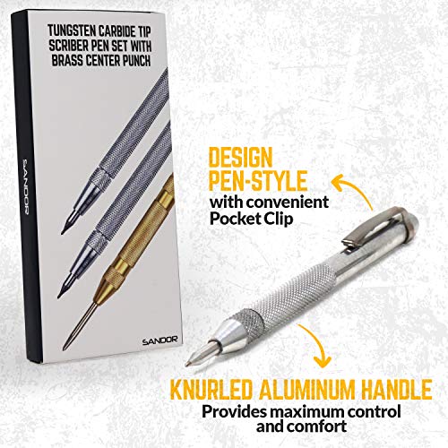 image for SANDOR Tungsten Carbide Tip Scriber 2 Pack, Aluminum Etching Engraving