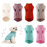 Adboros 6 Pack Warm Small Dog Sweater Puppy Small Medium Warm Cloth in Winter Cable Knitwear Pet Cat Turtleneck Knitted Sweaters Cold Weather for Boy Girl Pet Chihuahua Doggie, Six Colors (S)